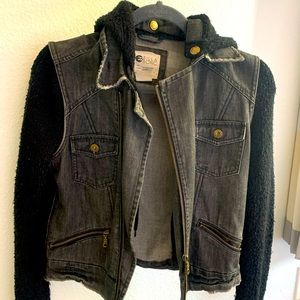 Billabong Black Rev Up Sweater Jean Jacket